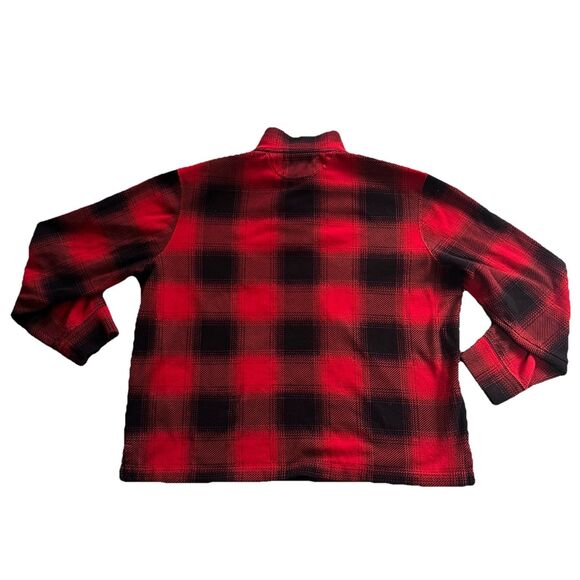 Polo Ralph Lauren Sweater Mens Large Red Buffalo Plaid Estate Rib Cotton 1/4 Zip - Picture 2 of 5